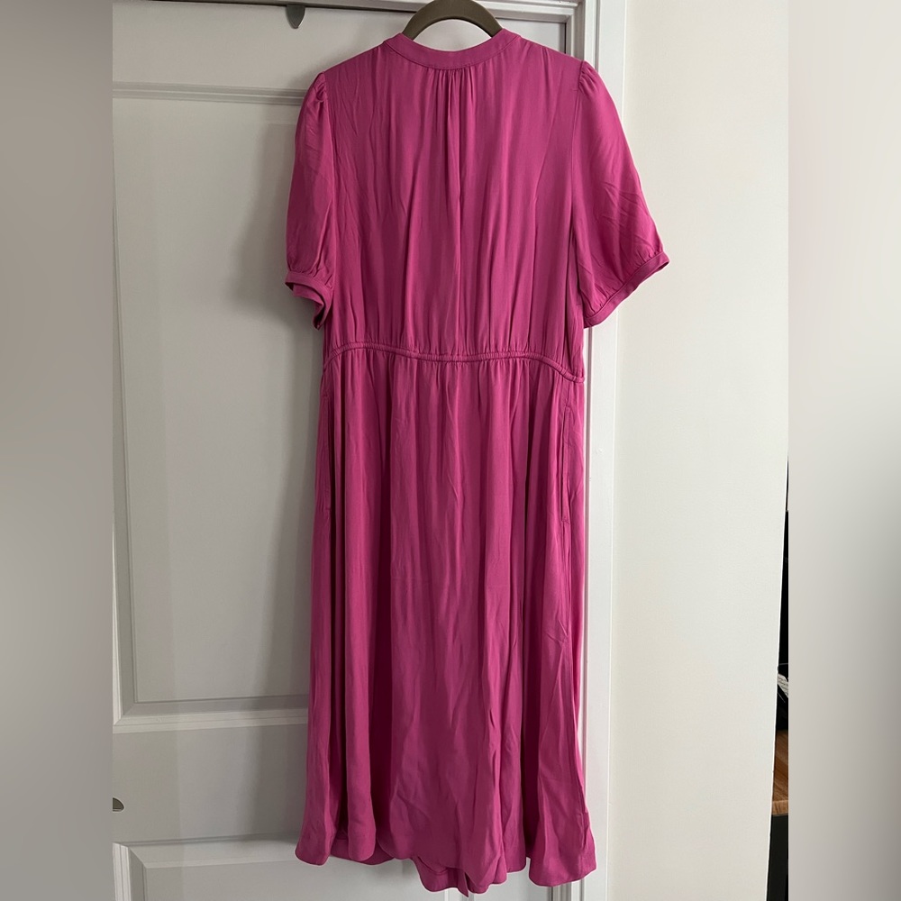 Amazon Essentials Pink Button-Front Midi Dress - Picture 4 of 9